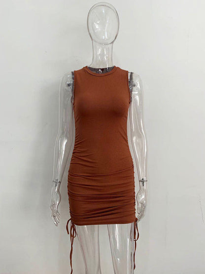 Bodycon Dresses- Women's Ruched Bodycon Tank Dress for Summer- - Pekosa Women Fashion