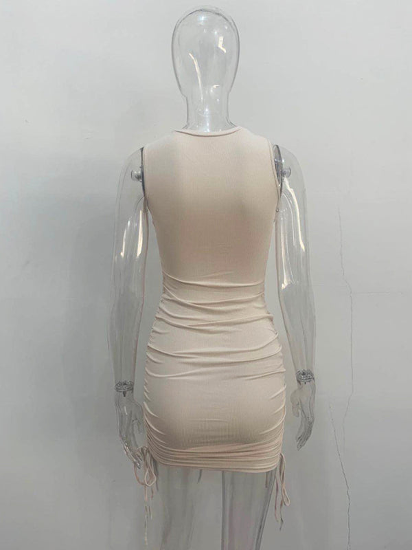 Bodycon Dresses- Women's Ruched Bodycon Tank Dress for Summer- - Pekosa Women Fashion