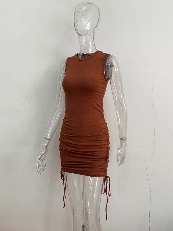 Bodycon Dresses- Women's Ruched Bodycon Tank Dress for Summer- - Pekosa Women Fashion