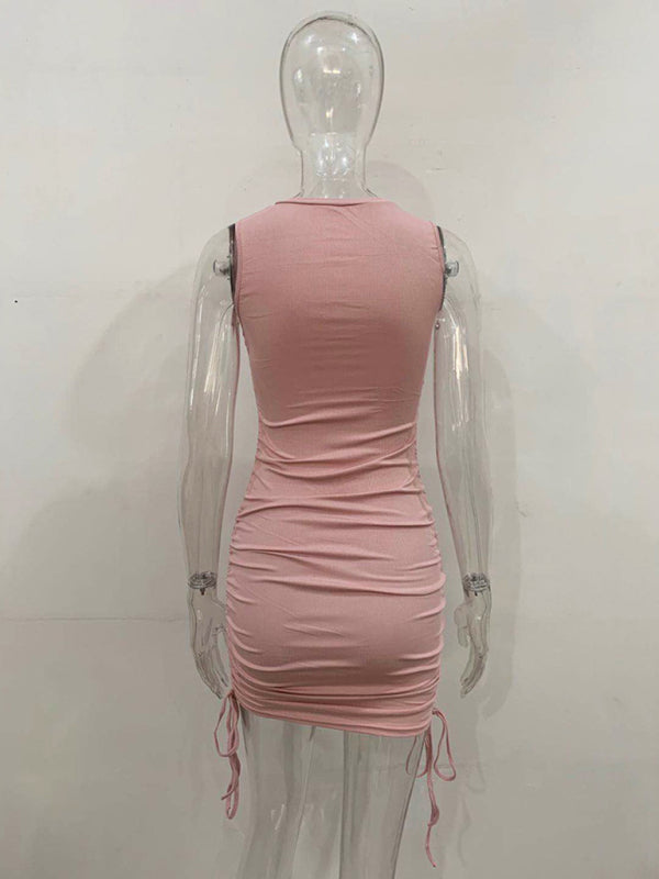 Bodycon Dresses- Women's Ruched Bodycon Tank Dress for Summer- - Pekosa Women Fashion