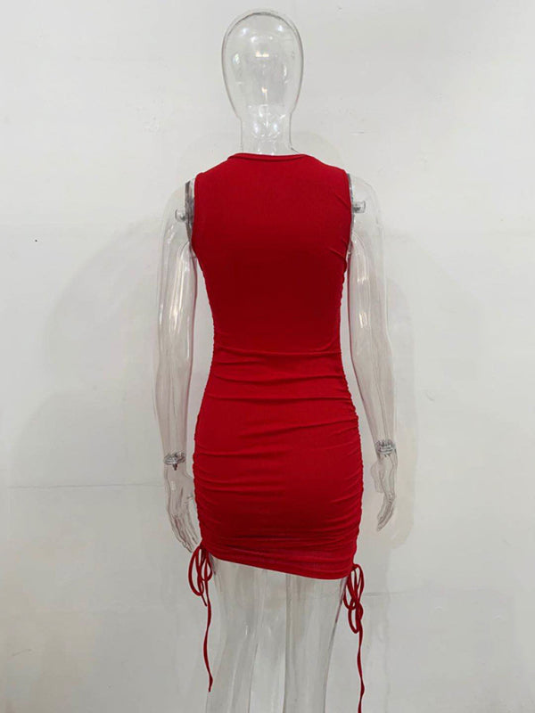 Bodycon Dresses- Women's Ruched Bodycon Tank Dress for Summer- - Pekosa Women Fashion