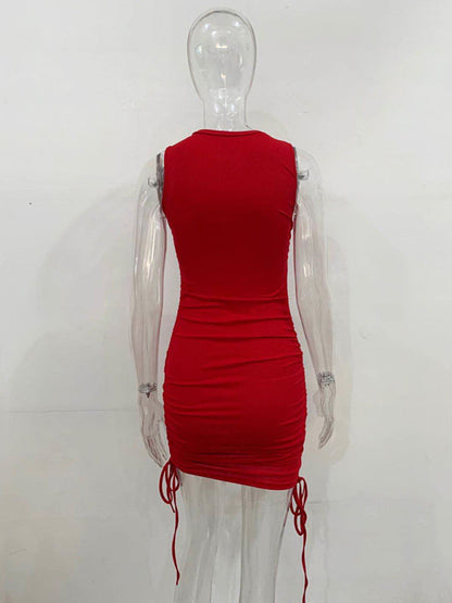 Bodycon Dresses- Women's Ruched Bodycon Tank Dress for Summer- - Pekosa Women Fashion
