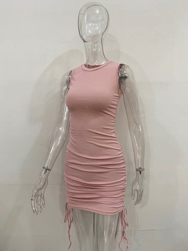 Bodycon Dresses- Women's Ruched Bodycon Tank Dress for Summer- - Pekosa Women Fashion