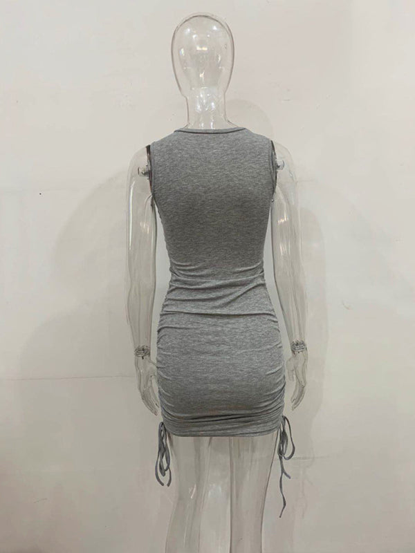 Bodycon Dresses- Women's Ruched Bodycon Tank Dress for Summer- - Pekosa Women Fashion