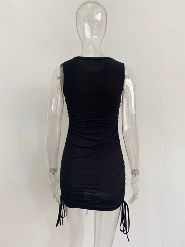 Bodycon Dresses- Women's Ruched Bodycon Tank Dress for Summer- - Pekosa Women Fashion