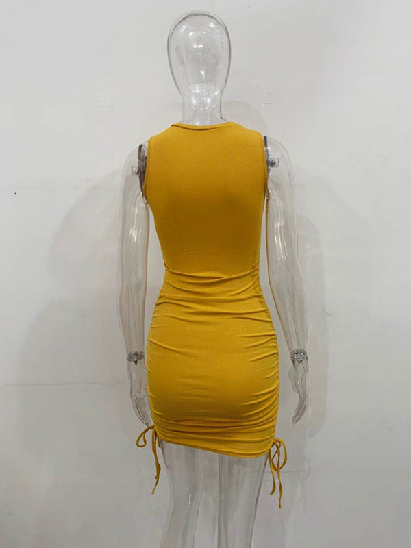Bodycon Dresses- Women's Ruched Bodycon Tank Dress for Summer- - Pekosa Women Fashion