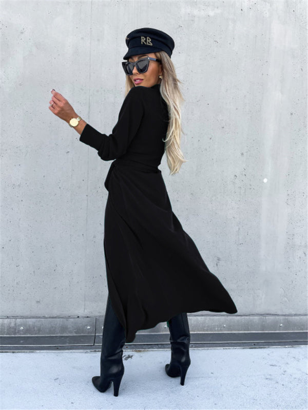 Business Dresses - Taupe Shirt Dress for Professional and Casual Wear