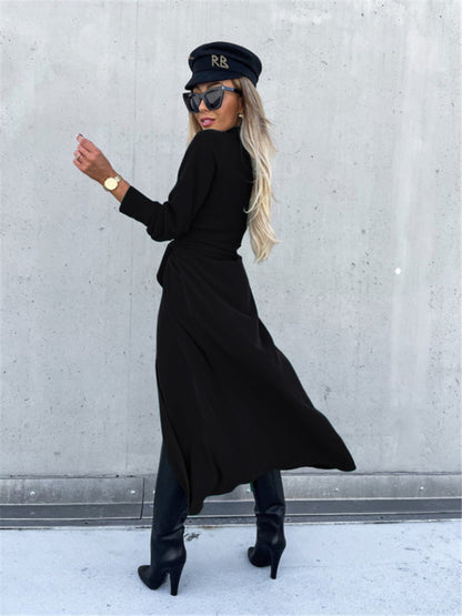 Business Dresses - Taupe Shirt Dress for Professional and Casual Wear