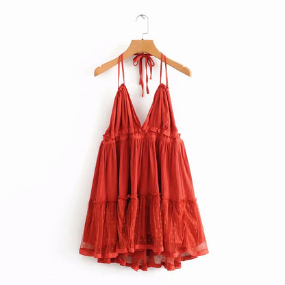Cami Dresses - Summer Halter Neck Empire Dress for Festive Occasions