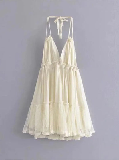 Cami Dresses - Summer Halter Neck Empire Dress for Festive Occasions