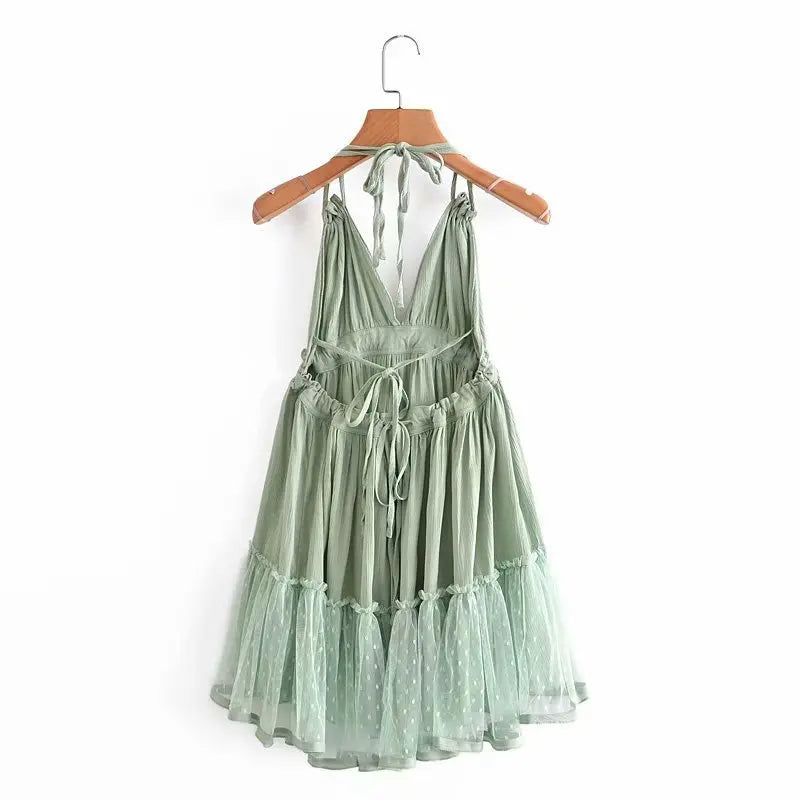 Cami Dresses - Summer Halter Neck Empire Dress for Festive Occasions