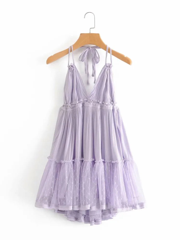 Cami Dresses - Summer Halter Neck Empire Dress for Festive Occasions