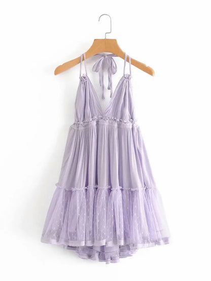 Cami Dresses - Summer Halter Neck Empire Dress for Festive Occasions