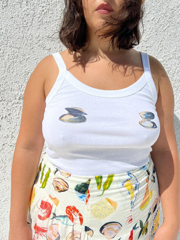 Damen-Camitop mit Ozean-Print für Strandtage