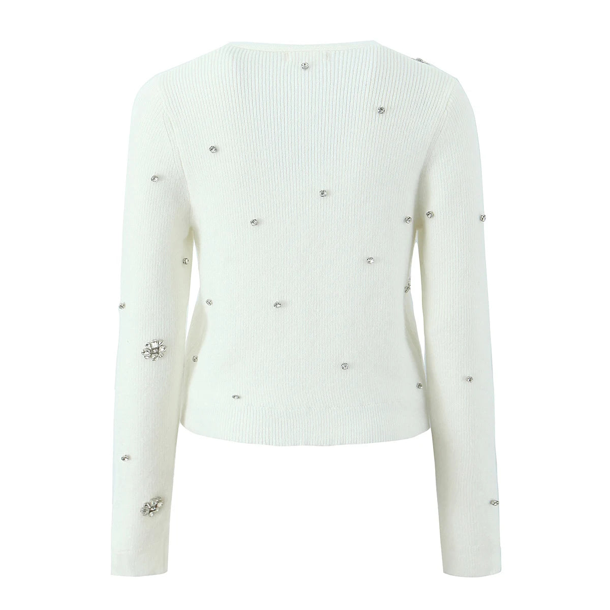 Cardigans - Cropped Cardigan with Bow and Diamond Accents