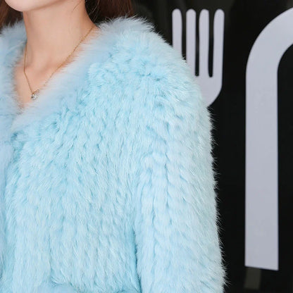 Cardigans - Rabbit Fur Knit Cardigan Jacket