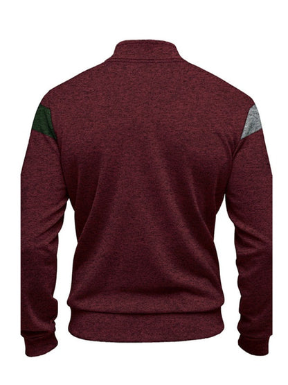 Cardigans - Men’s Color Block Casual Jacket with Zipper