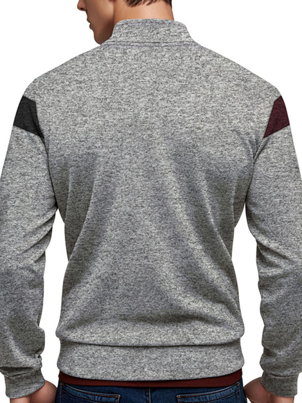Cardigans - Men’s Color Block Casual Jacket with Zipper