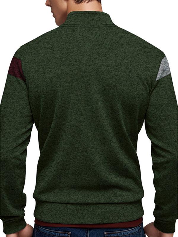 Cardigans - Men’s Color Block Casual Jacket with Zipper