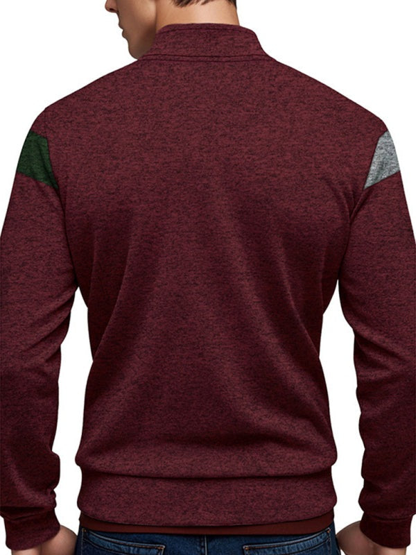 Cardigans - Men’s Color Block Casual Jacket with Zipper
