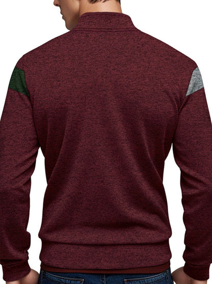 Cardigans - Men’s Color Block Casual Jacket with Zipper