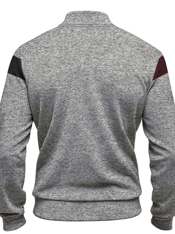 Cardigans - Men’s Color Block Casual Jacket with Zipper