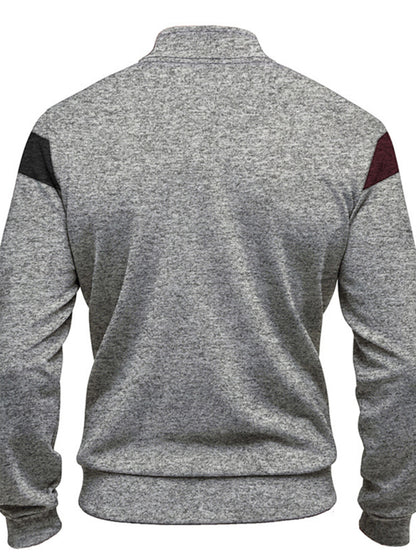 Cardigans - Men’s Color Block Casual Jacket with Zipper