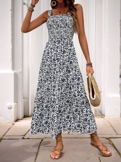 Casual Dresses - Casual Summer Floral Midi Dress for Garden Gatherings