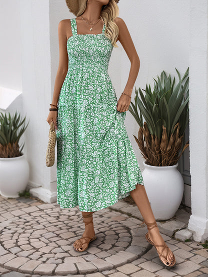 Casual Dresses - Casual Summer Floral Midi Dress for Garden Gatherings