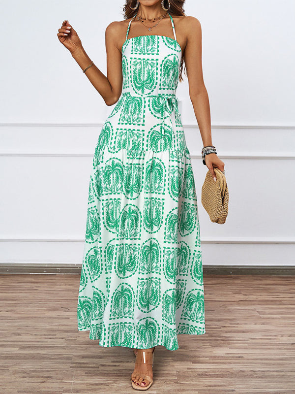 Casual Dresses - Casual Summer Halter Mid-Calf Dress