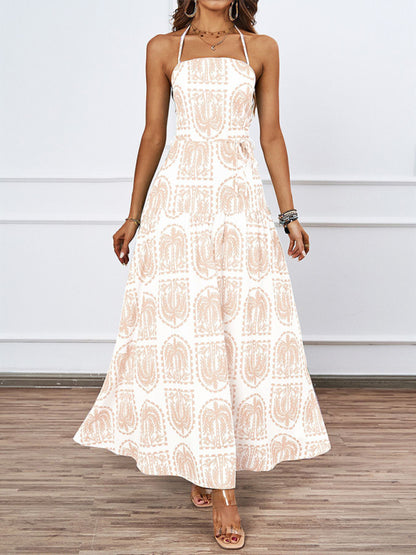 Casual Dresses - Casual Summer Halter Mid-Calf Dress