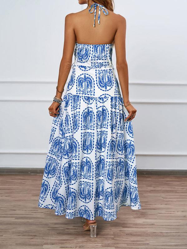 Casual Dresses - Casual Summer Halter Mid-Calf Dress