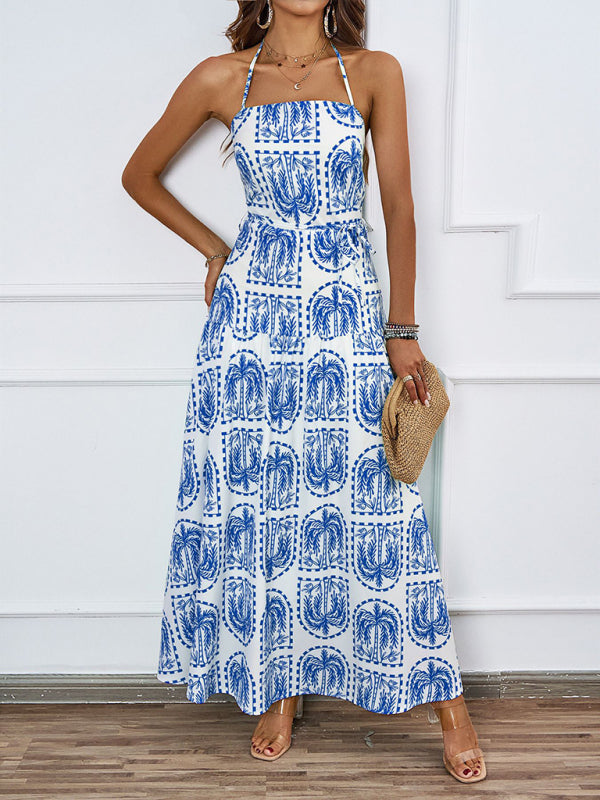 Casual Dresses - Casual Summer Halter Mid-Calf Dress