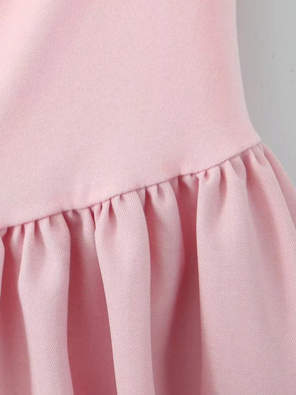 Casual Dresses - Pink Square Neck Fit-and-Flare Mini Dress