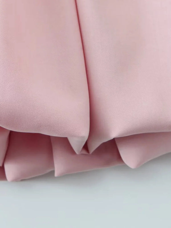 Casual Dresses - Pink Square Neck Fit-and-Flare Mini Dress