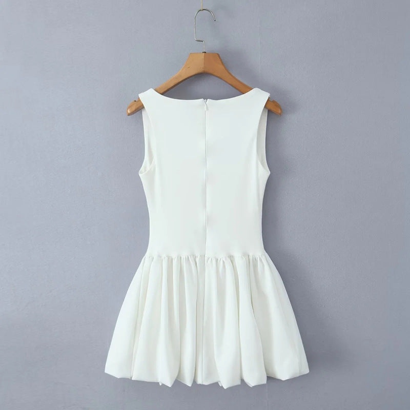 Casual Dresses - Pink Square Neck Fit-and-Flare Mini Dress