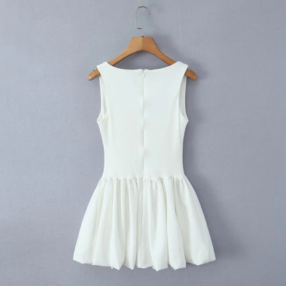 Casual Dresses - Pink Square Neck Fit-and-Flare Mini Dress