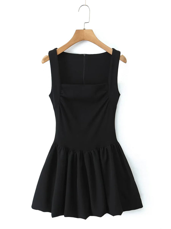 Casual Dresses - Pink Square Neck Fit-and-Flare Mini Dress