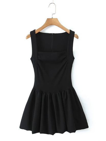 Casual Dresses - Pink Square Neck Fit-and-Flare Mini Dress