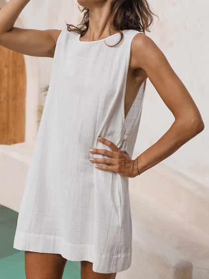 Casual Dresses - Women's Lounge Cotton Dress with Pockets