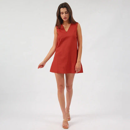 Sleeveless V-Neck A-Line Dress for Outdoor Festivities