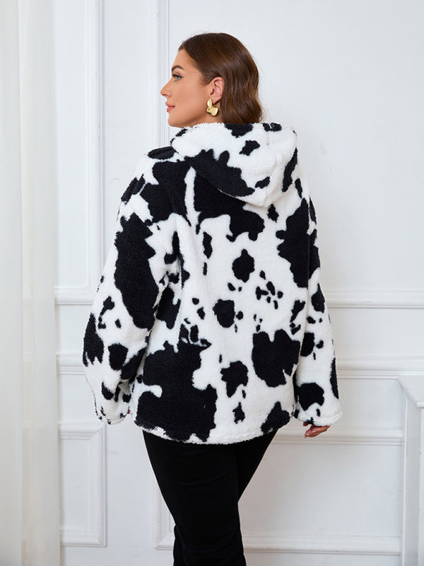 Casual Hoodies - Women's Plus Size Plush Teddy Bear Fleece Hoodie