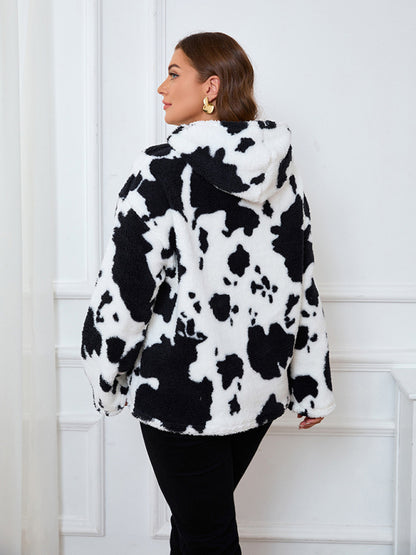 Casual Hoodies - Women's Plus Size Plush Teddy Bear Fleece Hoodie
