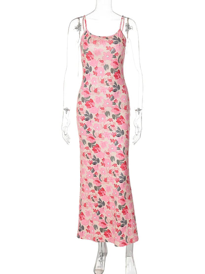 Cocktail Dresses- Floral Cami Slip Maxi Dress for Summer Parties- - Pekosa Women Fashion
