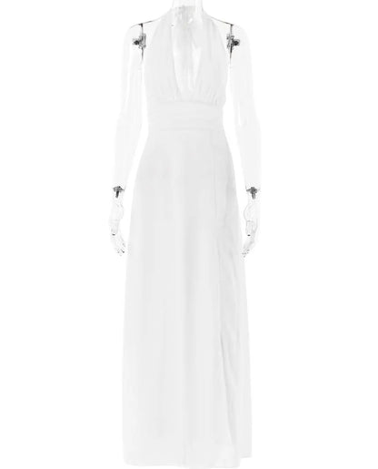Cocktail Dresses- Reception Plunge Gown with High Slit Chiffon - Perfect Wedding Guest Attire- - Pekosa Women Fashion