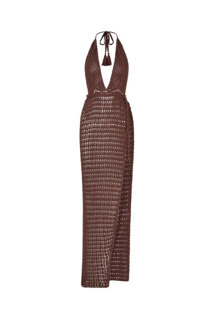 Cover up - Crochet Knit Beach Cover-Up with Plunging Neckline