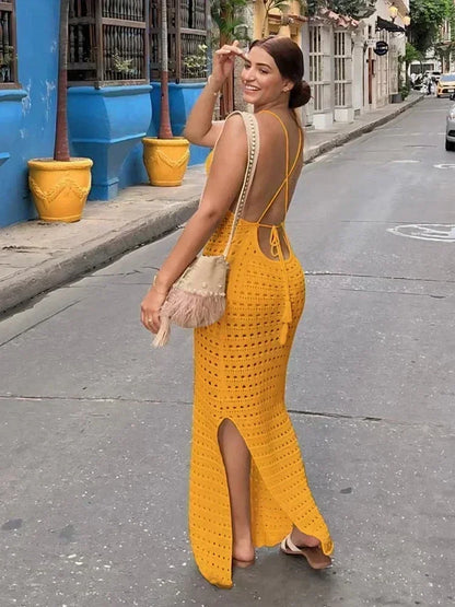 Cover up - Crochet Knit Beach Dress for Tropical Escapes