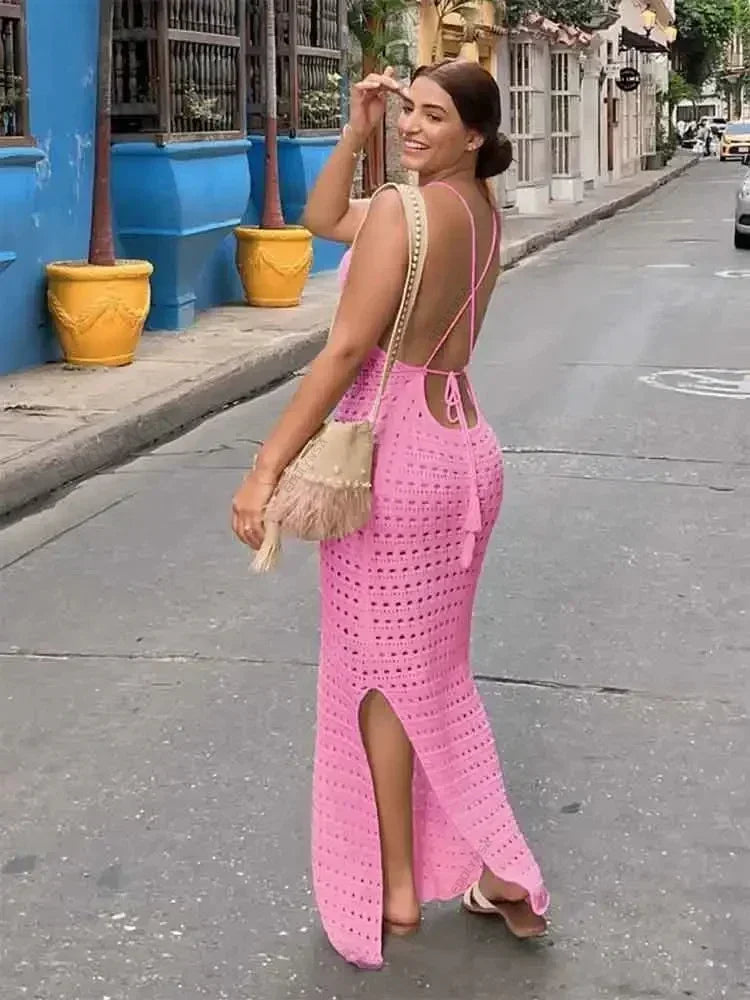 Cover up - Crochet Knit Beach Dress for Tropical Escapes