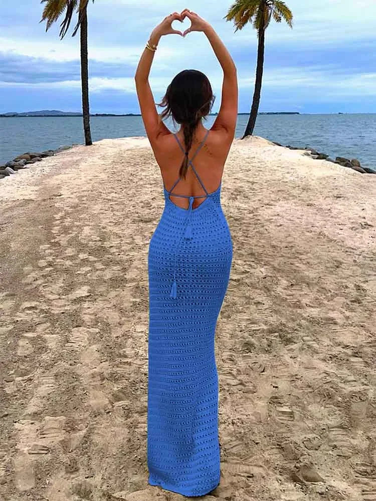 Cover up - Crochet Knit Beach Dress for Tropical Escapes