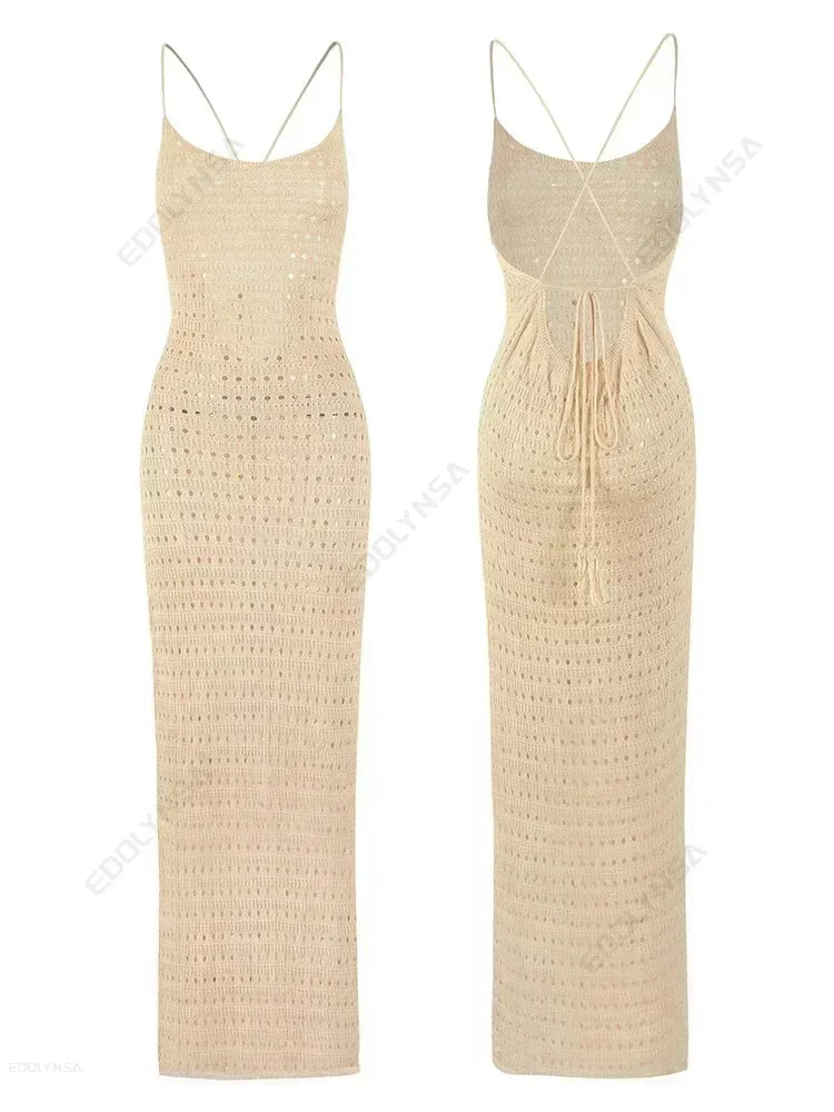 Cover up - Crochet Knit Beach Dress for Tropical Escapes